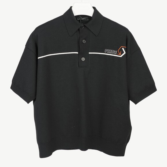 Prada AW/18 Nero Logo Oversized Knit Polo - Picture 1 of 13